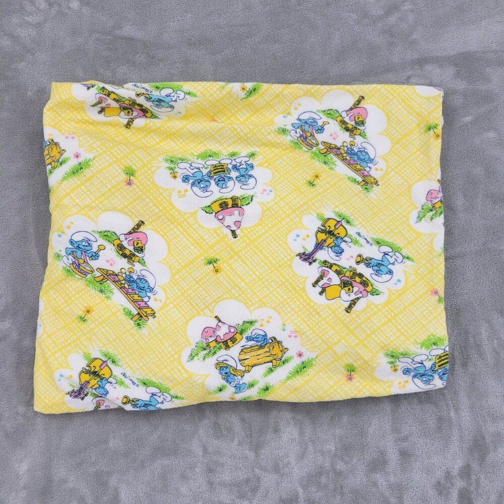 Smurfs Dundee Fitted Crib Bed Sheet Musical Instruments Smurfette Yellow 27x50 - Picture 5 of 8